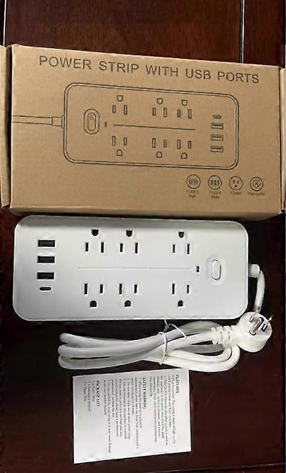 10-in-1 Surge Protector Power Strip with USB Ports 3.9 ft Cord Multifunctional Lightning Protection