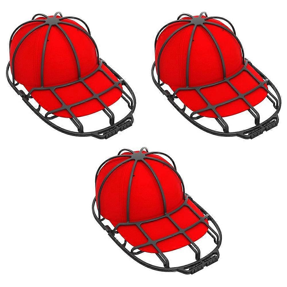 3Pcs/Set Cap Washer Frame Cage Baseball Hat Cleaner Holder Protector PP Hat Rack-Black