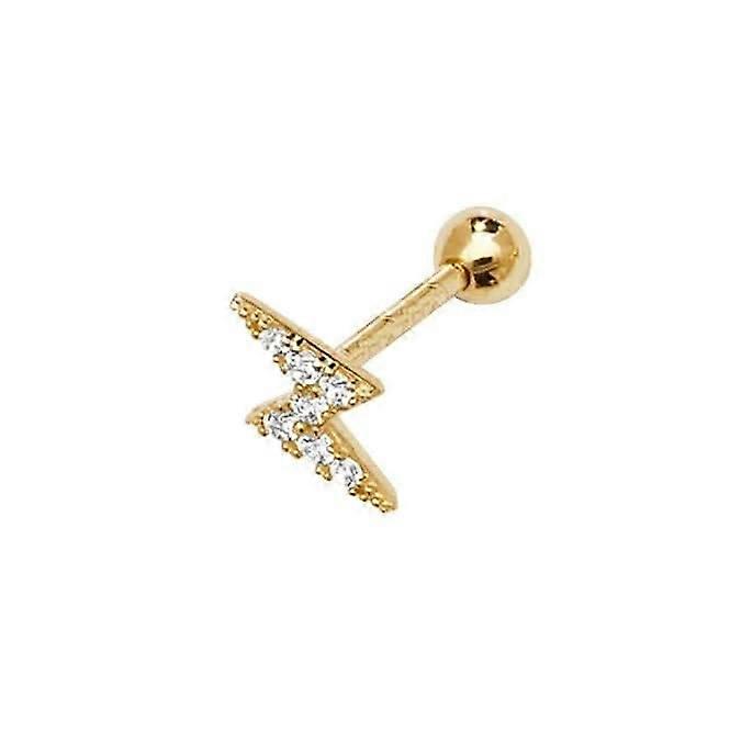 9ct Yellow Gold Zirconia Lightning Bolt Cartilage 8.5mm Post Stud ES922P