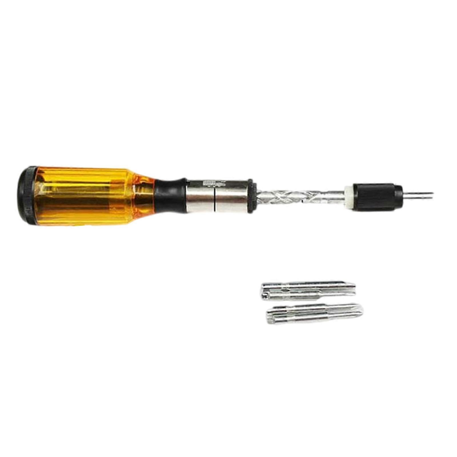 Semi Automatic Push Pull Ratchet Screwdriver Adjustment Spirals Ratchet Screwdriver Assembly With Replaceable Heads Yellow