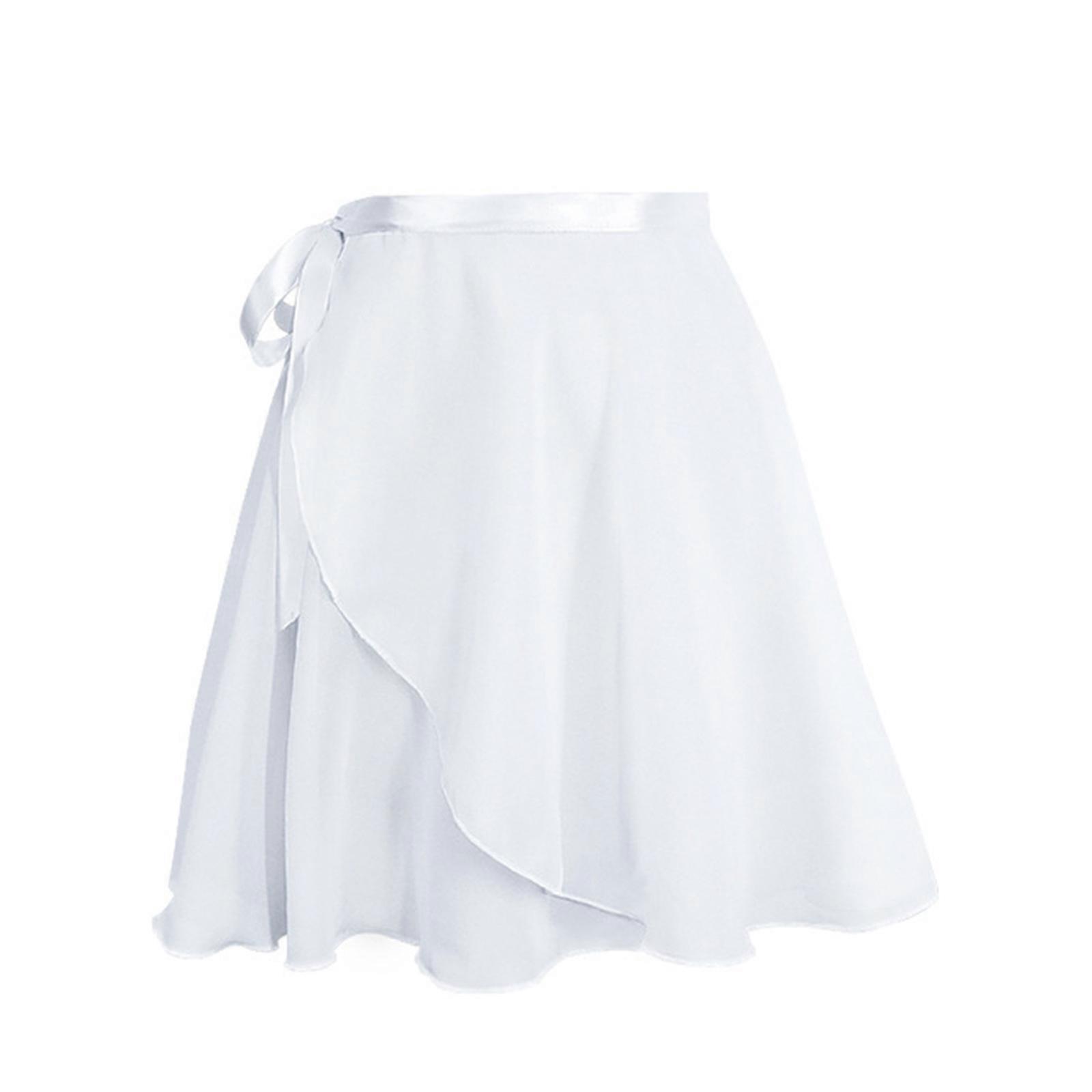 Femmes Ballet Jupe Danse Wrap Jupes Mousseline Pure Couleur Unie Sur Écharpe Tutus avec Attaches de Taille Ajustables Pour Justaucorps Blanc XL