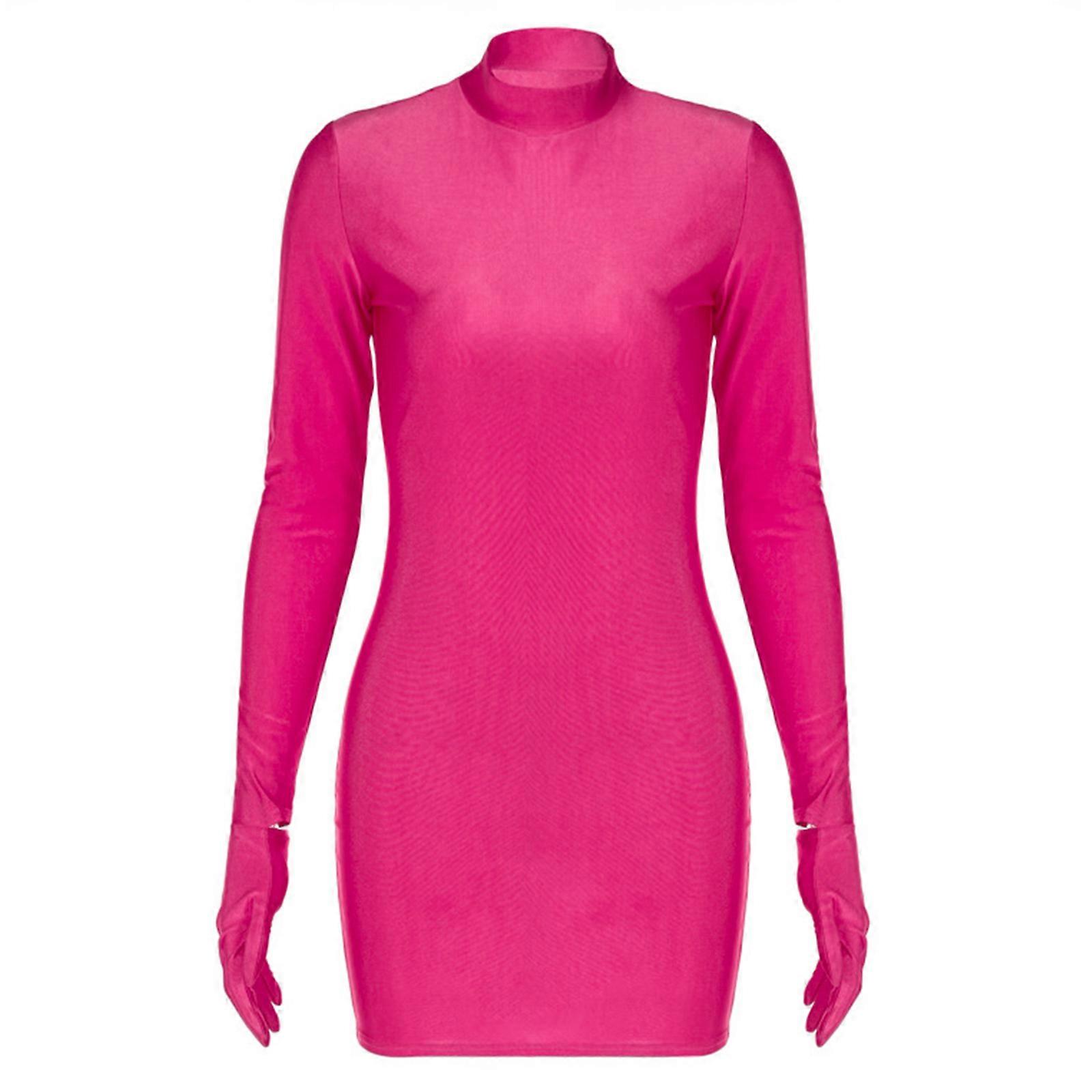 Womens Fashion Casual Long Sleeve Party Bodycon Pencil Dress Vintage Y2K Mini Dress Autumn Streetwear rose Red S