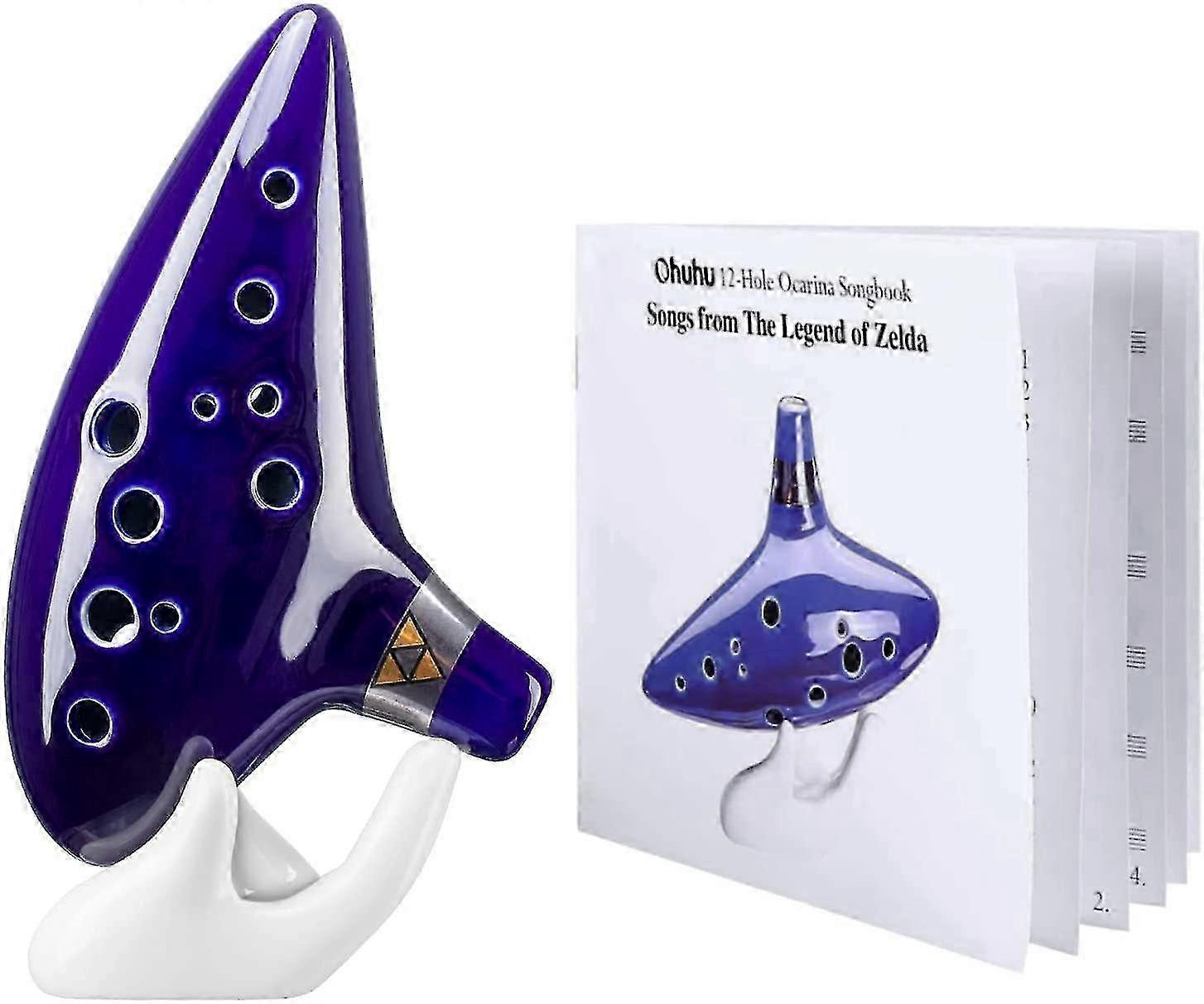 زيلدا من السيراميك ألتو فلوت أوكارينا The Legend of Zelda Blue مع حامل صندوق هدايا وحقيبة واقية مثالية لهدية عيد الميلاد