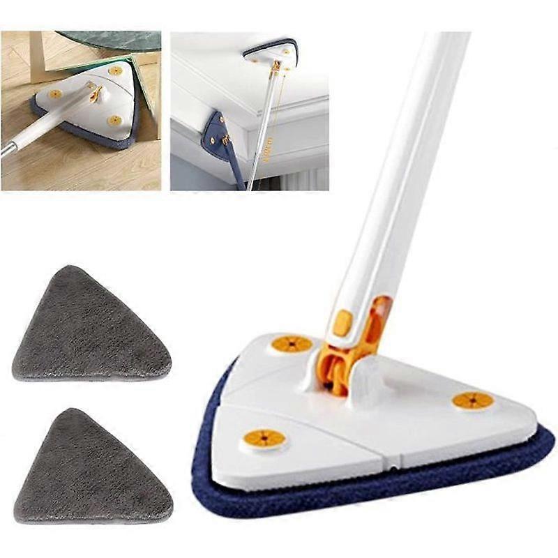 360 Rotating Adjustable Cleaning Mop Telescopic Triangular Mop with Automatic Water Compression White 1Pc