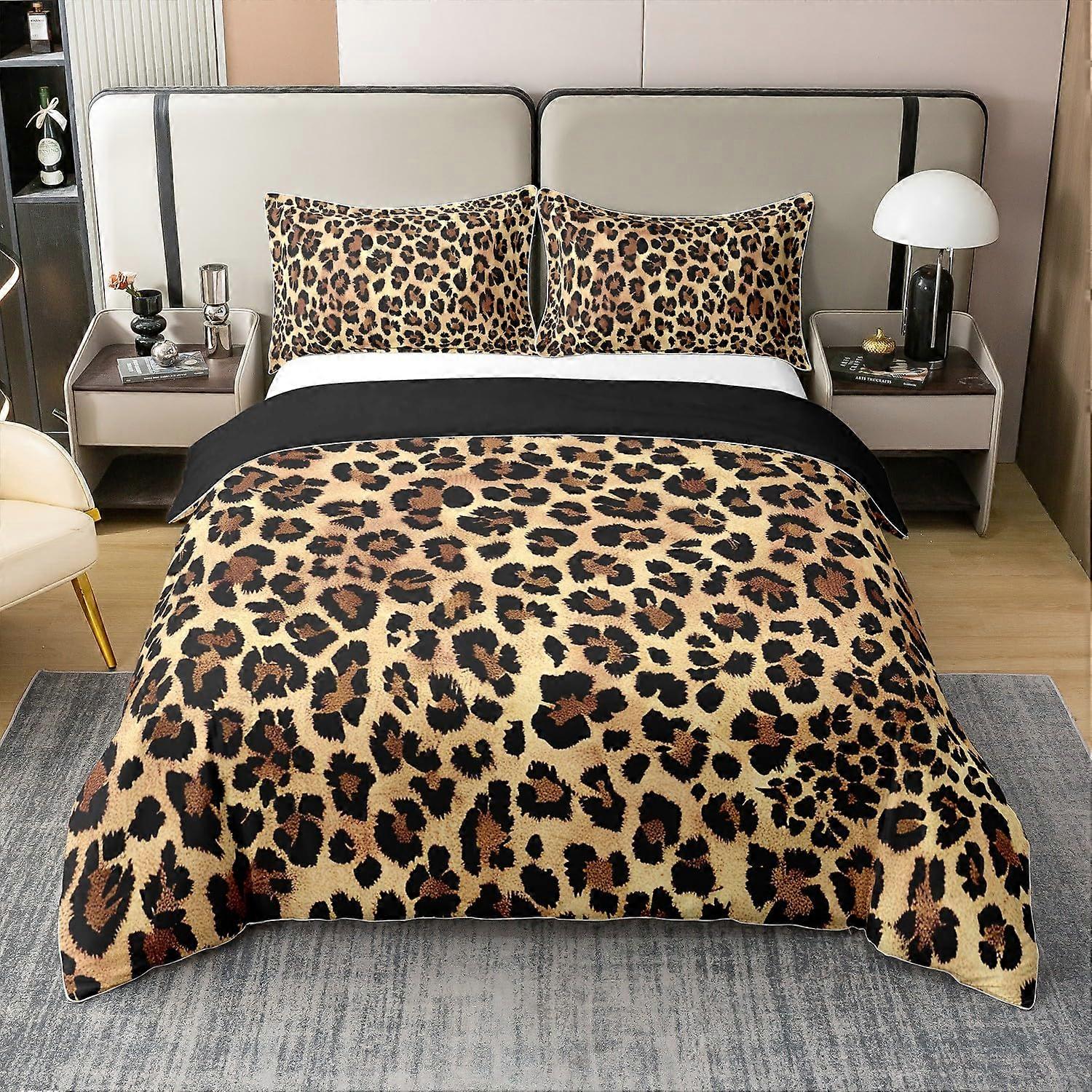 Leopard Print Bomull Påslakan Set för Barn Sängkläder Överkast Twin Size