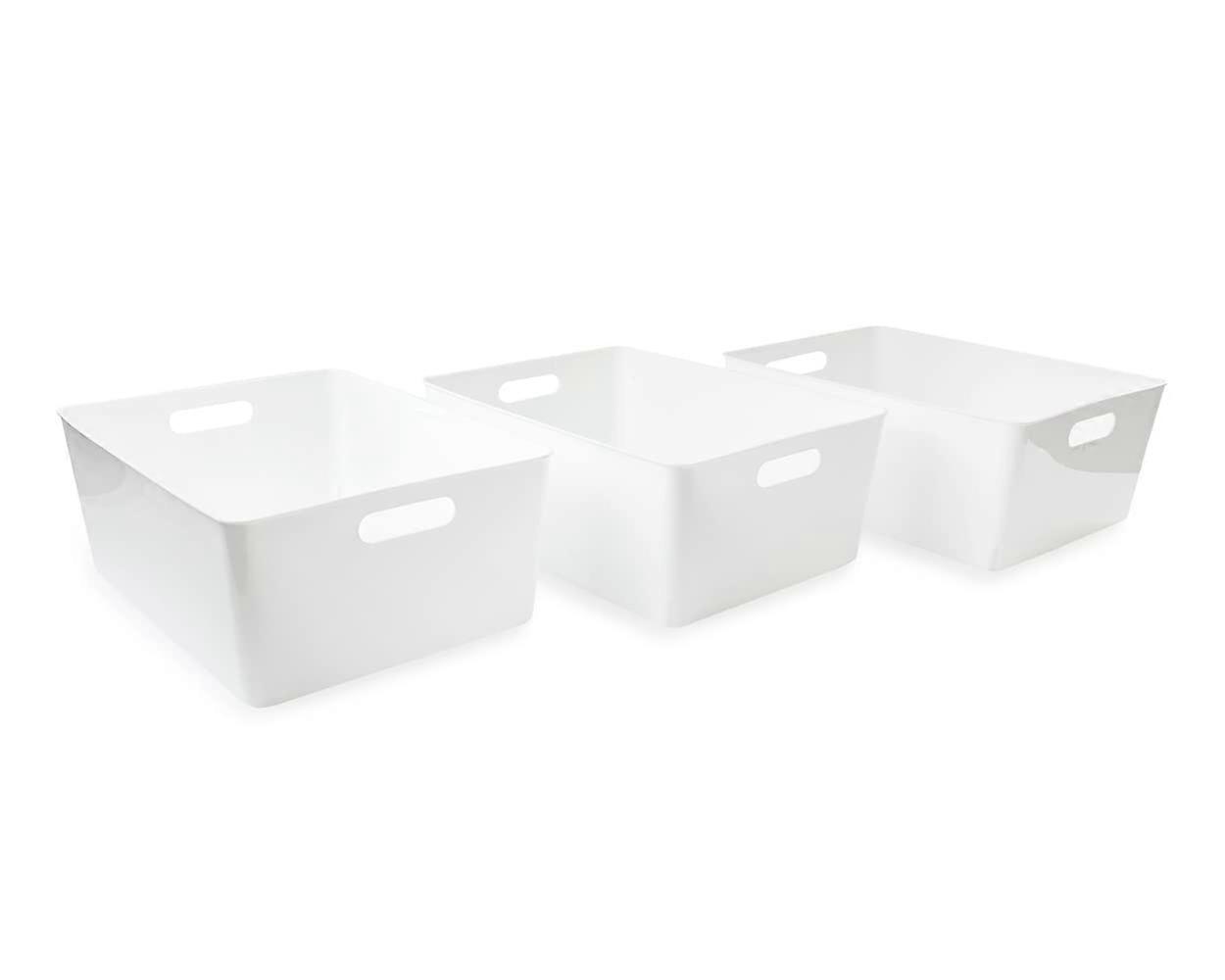 3 Pack XL White Storage Bin for Organization Home 13.9' x 10.6' x 5.75'
