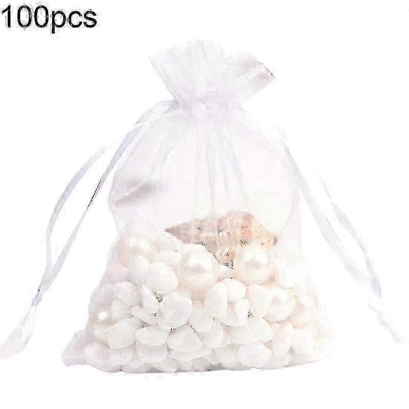100pcs Solid Color Yarn Gift Bag Wedding Candy Lucky Pouch Storage Container