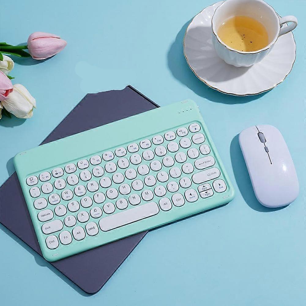 Wireless Rechargeable Keyboard and Mouse Combo for 10 Inch Tablets, Phones, and Laptops, X4 Green Color