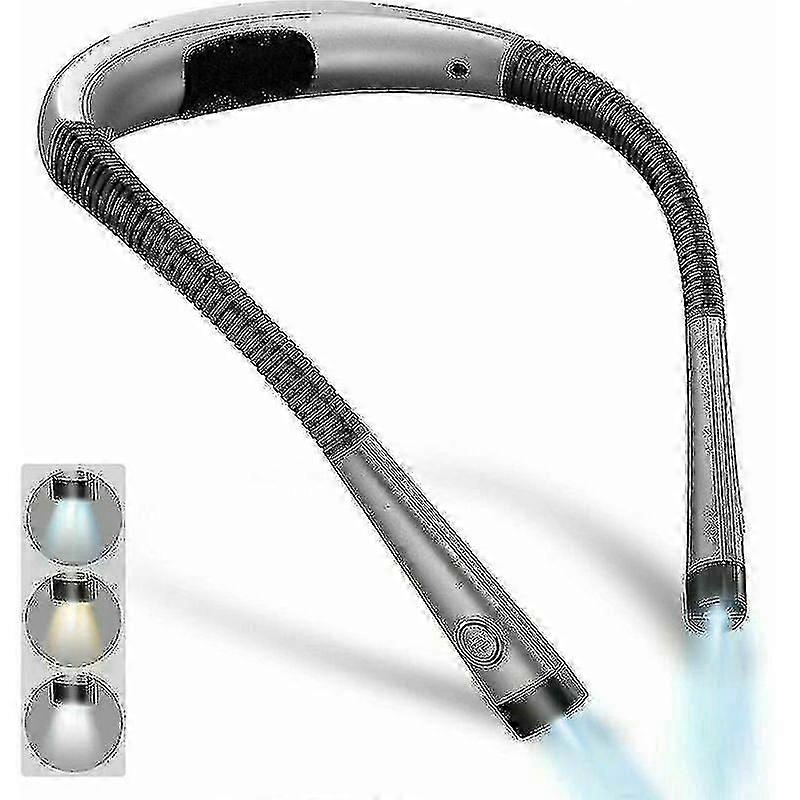 Rechargeable Neck Reading Light, 3 Colors, 6 Brightness, Foldable, Long Lifespan, Perfect for Bed Reading & Knitting