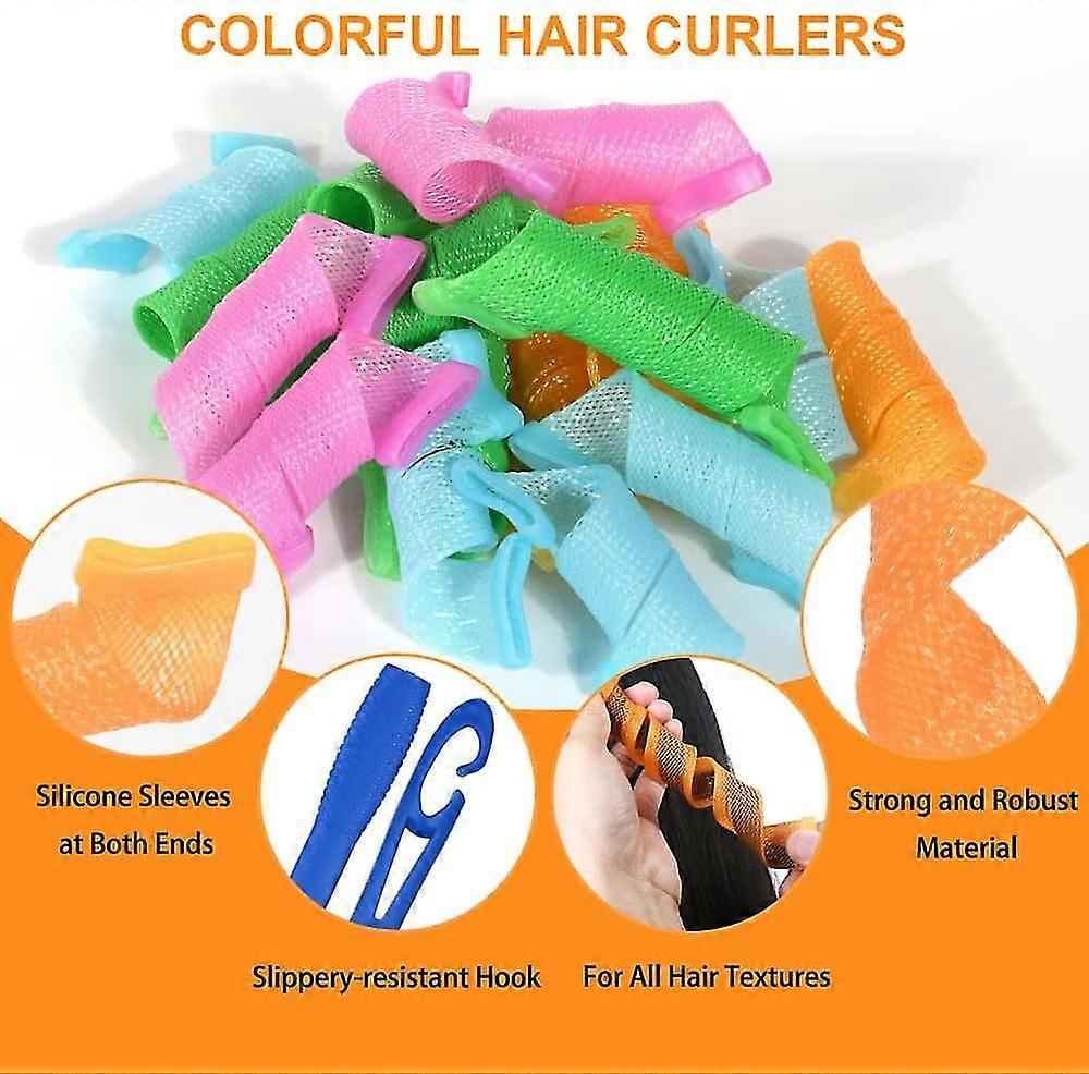 Hair Curlers, 18pcs Diy Magic Hair Waves Curls Heatless Spiral Curls With Styling Hooks