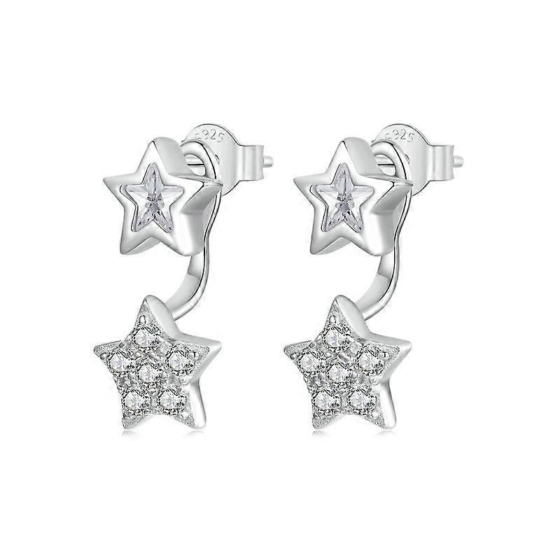 S925 Sterling Silver Platinum Plated Five-pointed Star Earrings