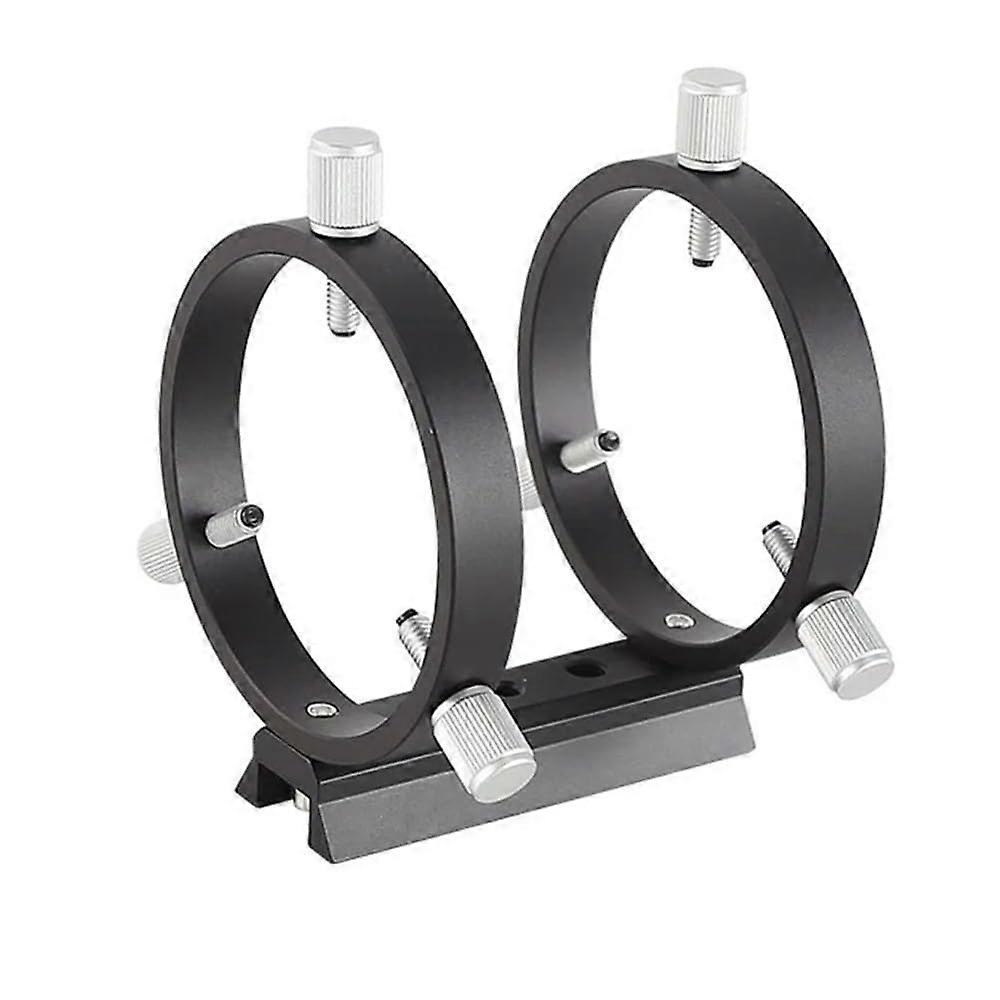 Black Finder Mount for 42/50/60/68/80/90/102mm Telescopes - Three Point Guide Ring Set with 2 Rings, 1 Plate, and 8 Screws