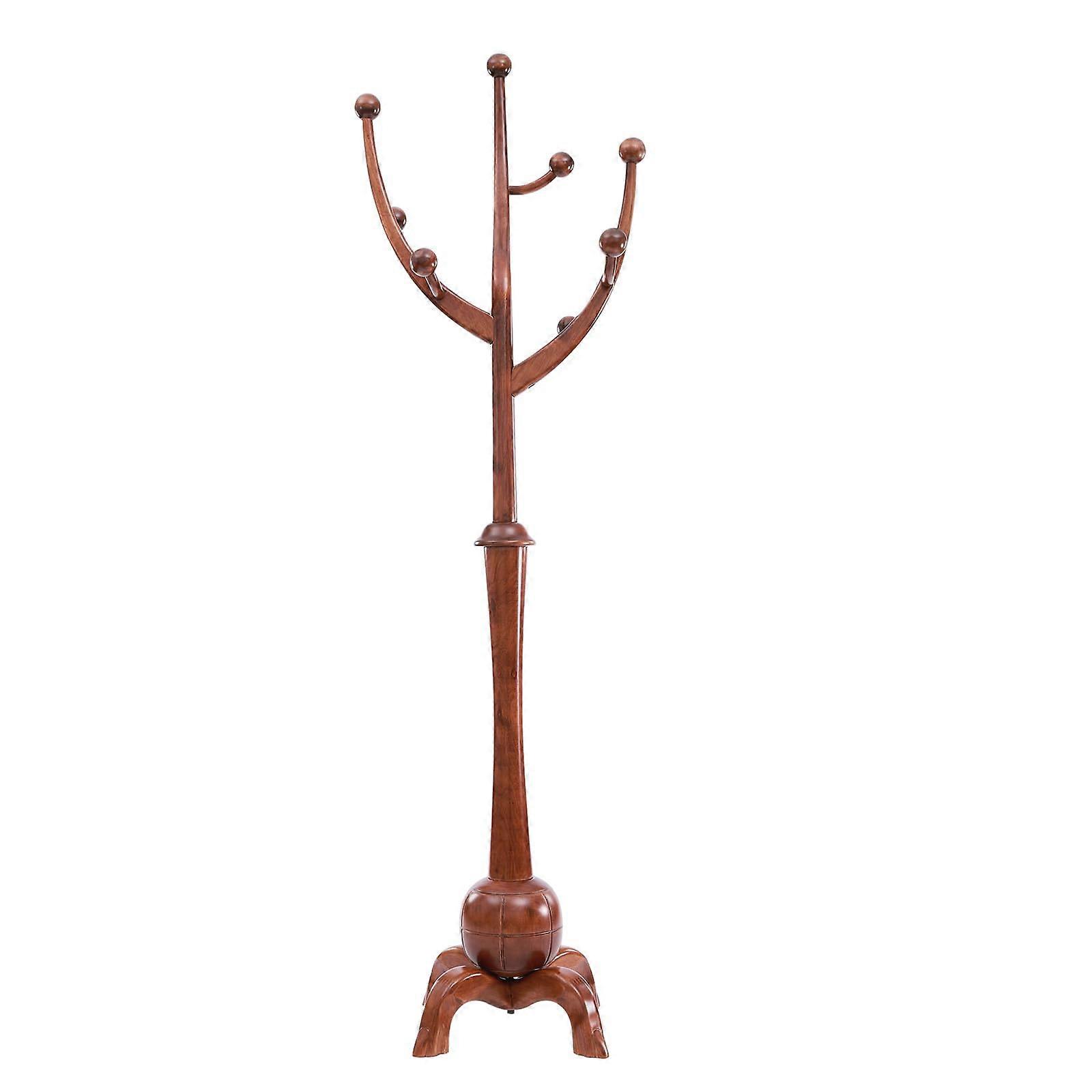 Freestanding Coat Rack Wood Tree Stand with 8 Hooks, 70.87in Walnut Clothes Hanger for Bedroom, Hallway, Entrance