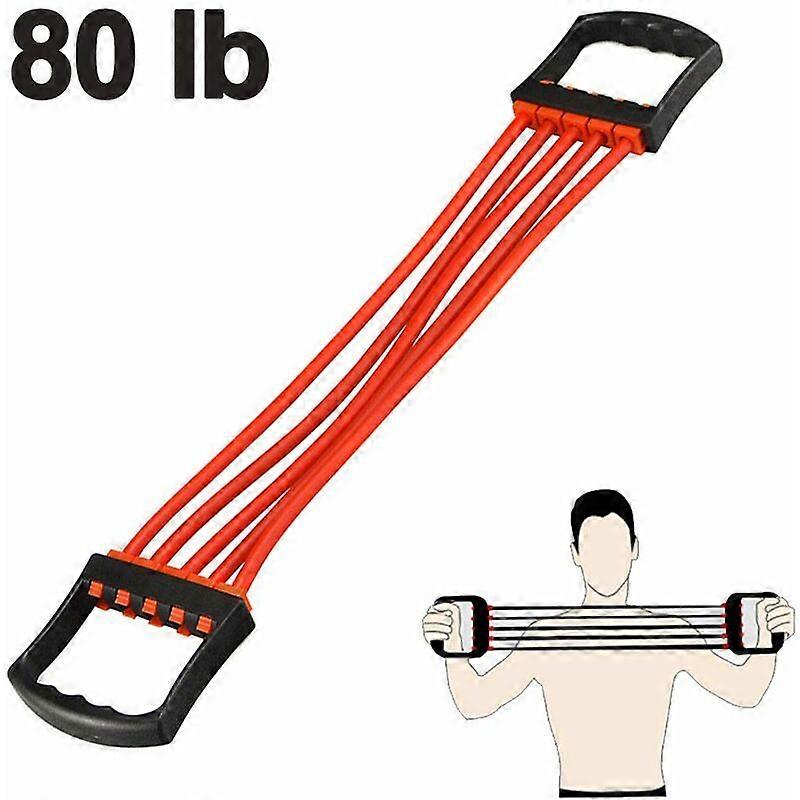 Adjustable Chest Extender 5 Strings Resistance Exercise System Bands Strength Trainer for Home Muscle Training Exercise Red