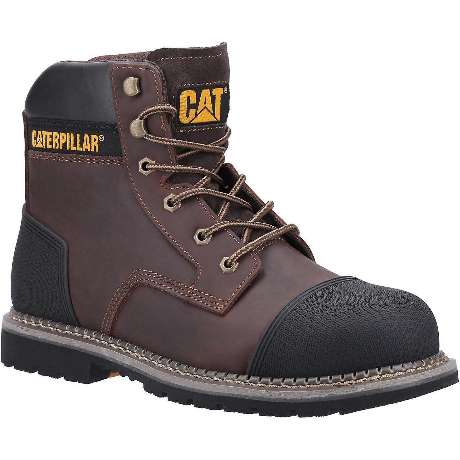 Caterpillar Powerplant S3 Brown Mens Crazy Horse Δερμάτινες μπότες ασφαλείας