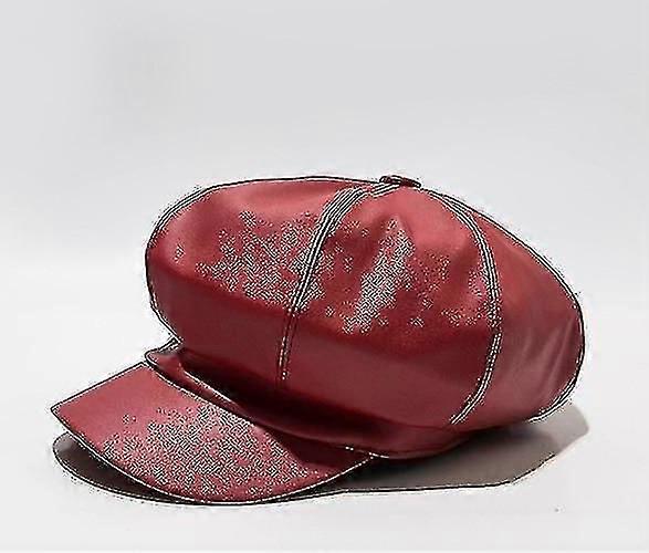 Pu Leather- Duck Tongue, Beret Winter, Octagonal Cap