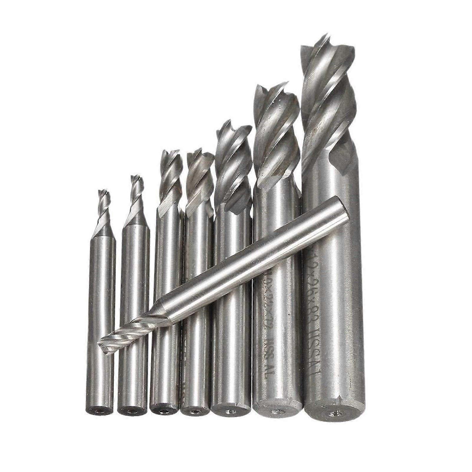 Solid 8Pcs/Set 212Mm End Mill Set Hss 4 Blades Flute Milling Cutter Router Bit CNC Mill Drill Bit for Power Tools