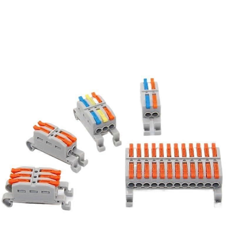 Rail Type Wire Electrical Connectors Compact Splitter Multi Input Output Terminals Block 227G-2CP 5 Pack