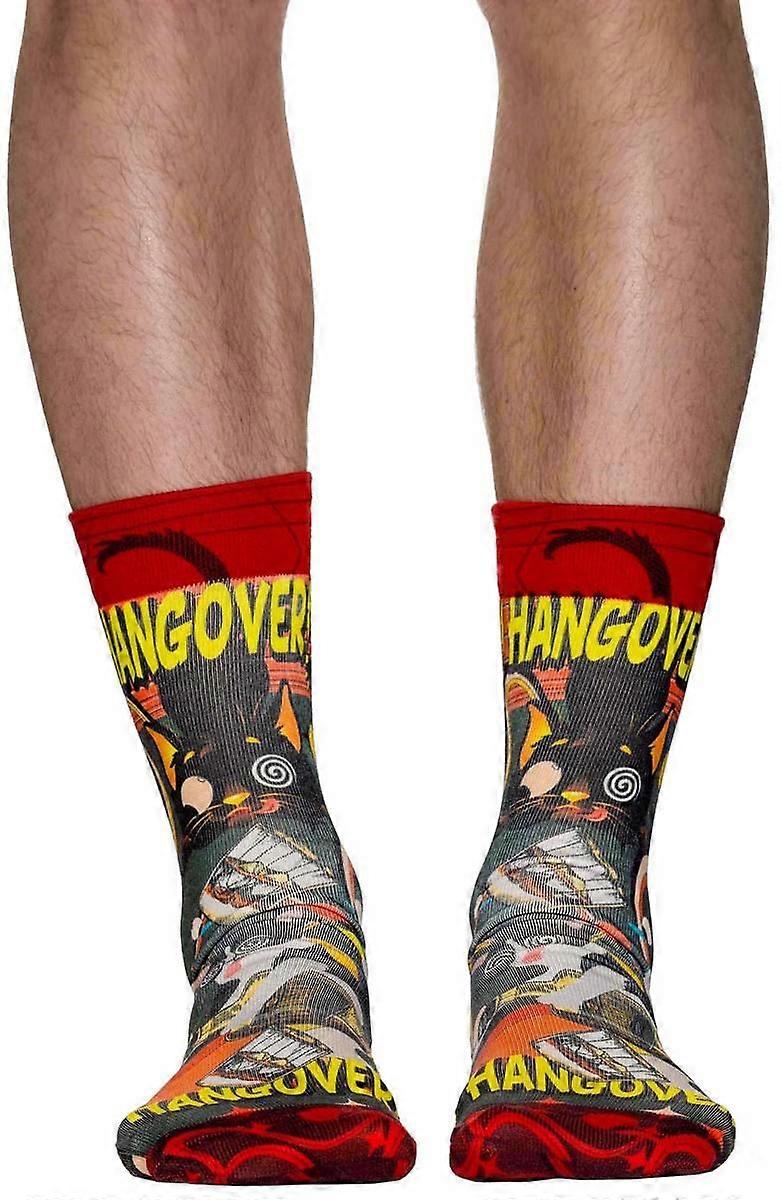 Wigglesteps Hangover Cat Socks - Red/Yellow