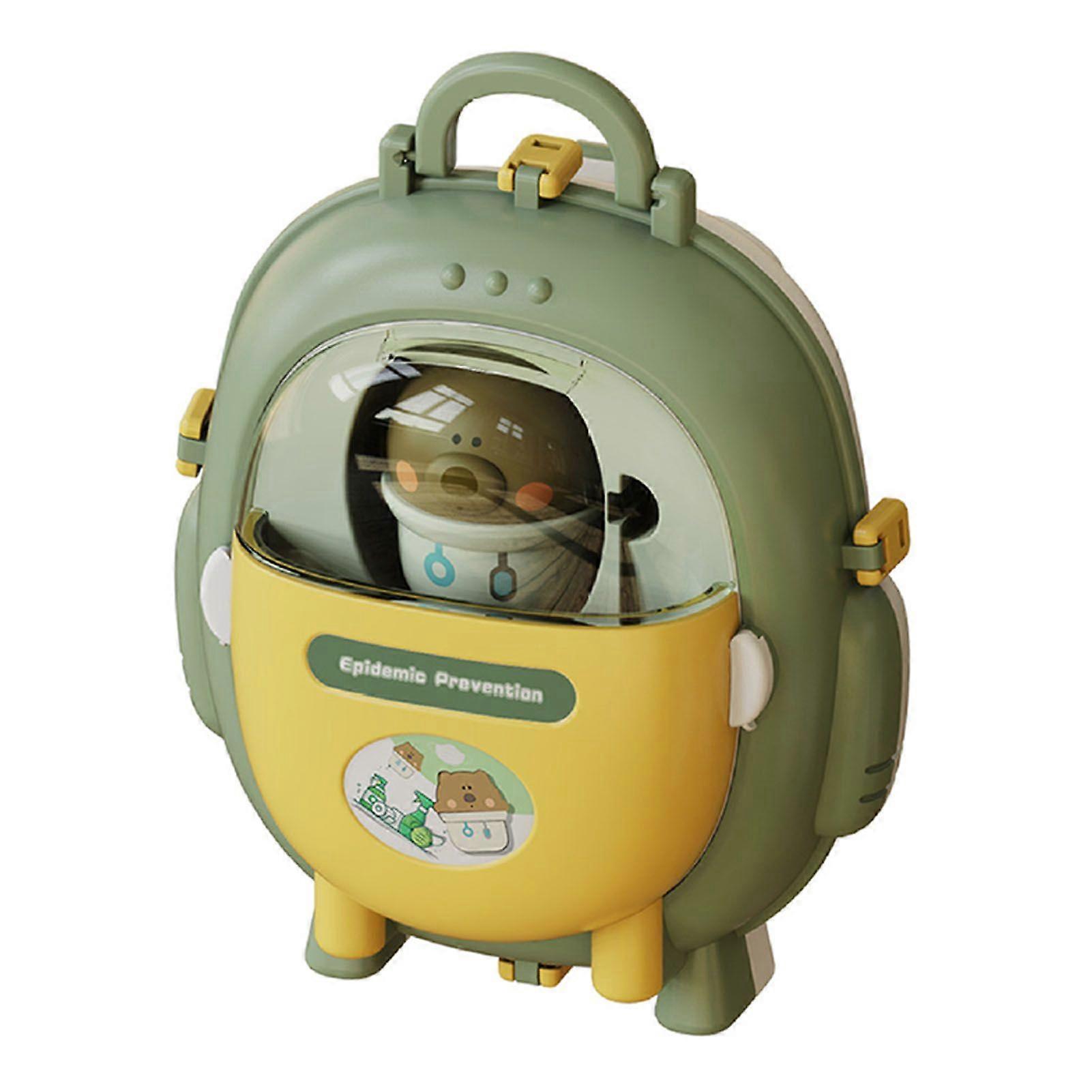 Green Stimulation Pretend Backpack Playset Multi Functional Portable Pretend Backpack Playing Toy