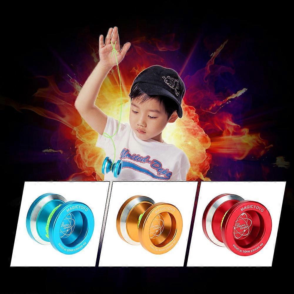 Professional Magic Yoyo N8 Aluminum Alloy Metal Yoyo 8 Ball KK Bearing with Spinning String for Kids Blue