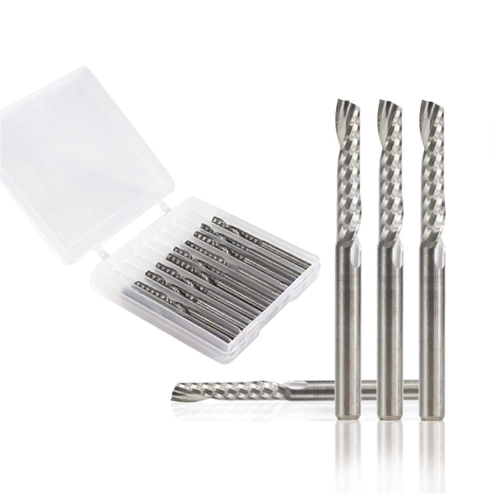 Jinchao-Router bits 10pcs CNC Milling Cutter 1 Flute End Mills, 2x8mm 3.175 Shank