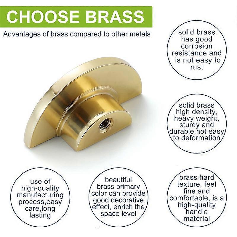 2Pack Solid Brass Cabinet Knobs, Semicircle Drawer Knobs