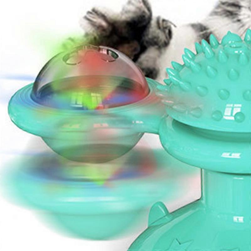 Windmill Cat Toy Soft TPR Strong Adsorption Pet Interactive Windmill Turntable Kitten Teasing Toy