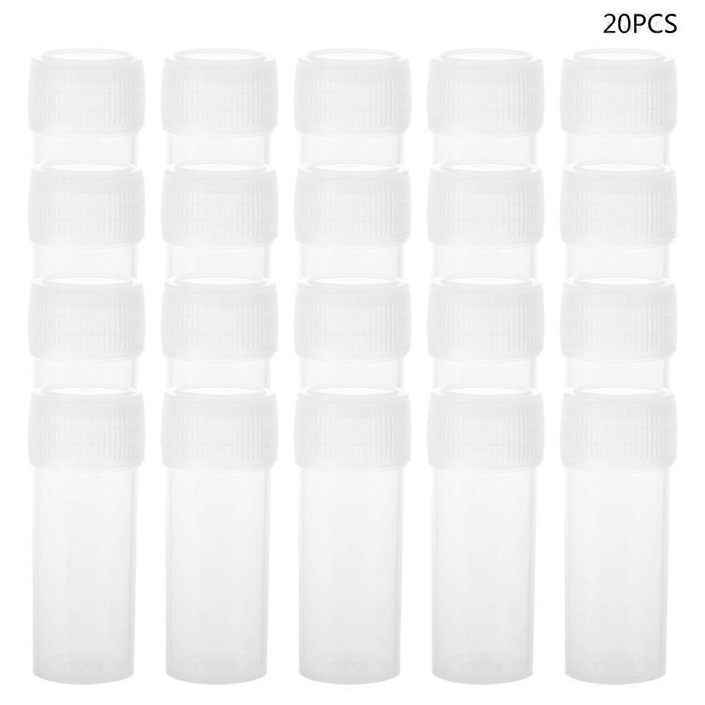20 pcs Practical Empty Plastic Bottles with Lids 5ml Small Vials Sample Container for Office School Chemistry Supplies