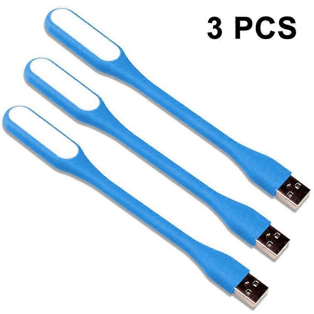 3-Pack Mini USB LED Lamp - Flexible, Eye-Friendly Light for Laptops, Reading, Camping - Black, Blue, Pink