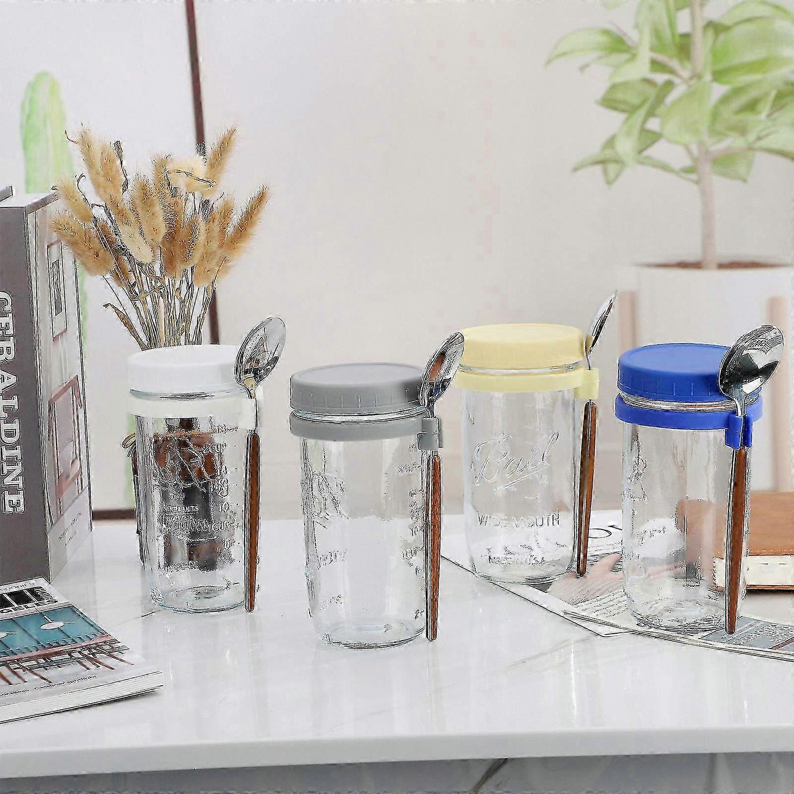 Large Capacity 350/600ml Overnight Oats Container Set with Lid and Spoon for Meal Prep