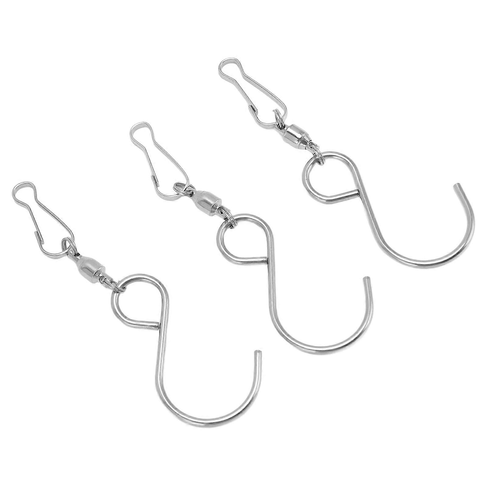 Wind Spinner Hangers 304 Stainless Steel 360-Degree Rotation S Hook Clips Set Of 20 Silver For Flower Pots