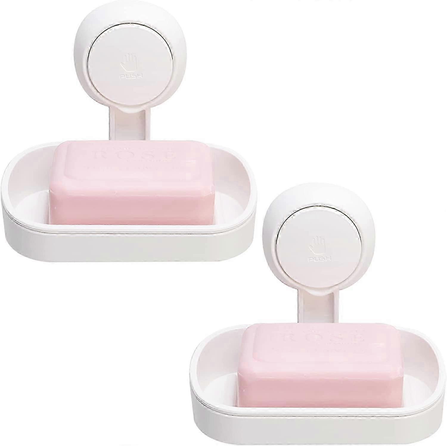 2-Pack Suction Cup Soap Holder, No Drill Reusable Shower Soap Dish, 1-Second Installation