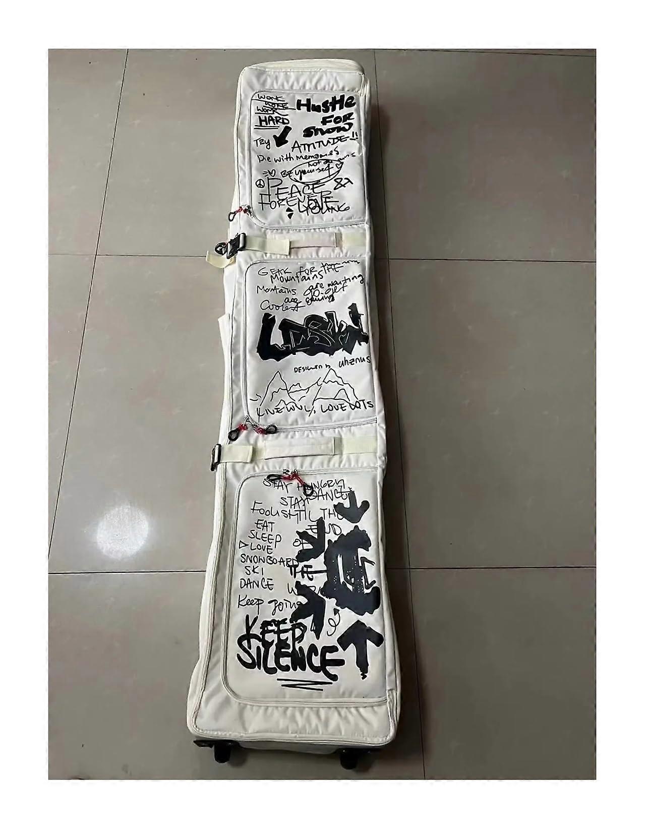 Snowboard Bag With Wheels For Two Boards, Double Board Bag With Separate Compartments, Light Green Ski Equipment