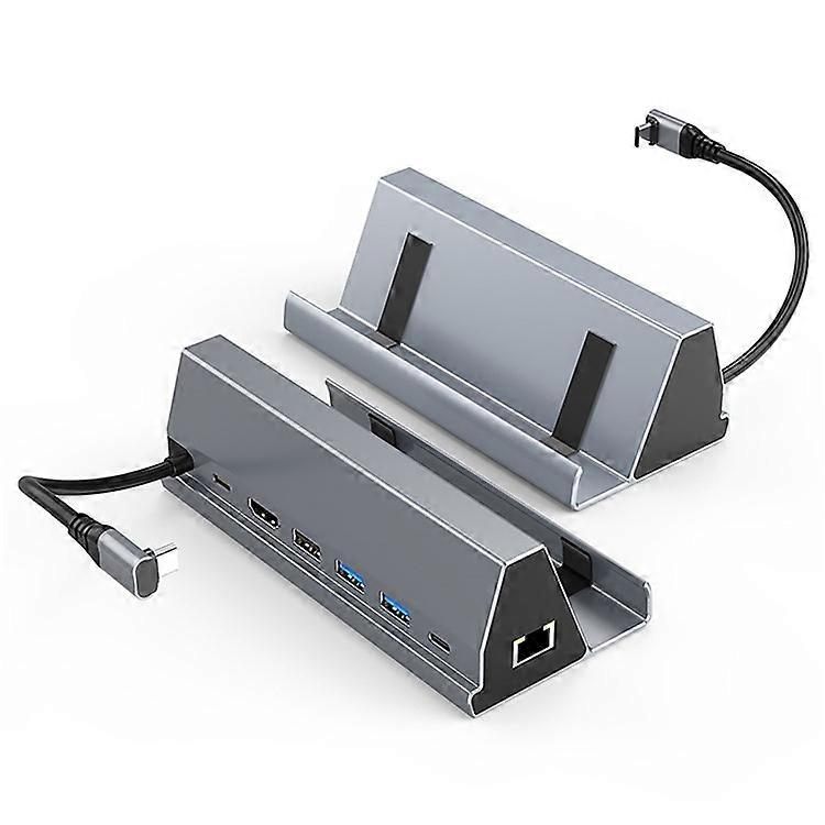 FX-2221 Compatible For Steam Deck 7-in-1 Dock Station Game Console Stand USB Hub RJ45 + HD + 2xUSB3.0 + USB2.0 + Type-C Data + Typ