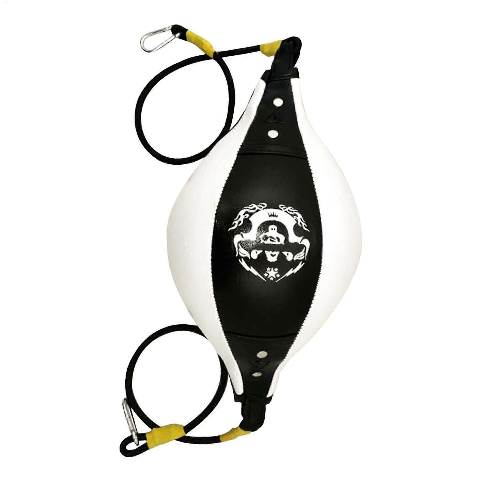 Boxing Speedbag 38 x 18 cm, Heavy-Duty Punching Ball, Speed Training Bag for Teens and Adults, Black and White
