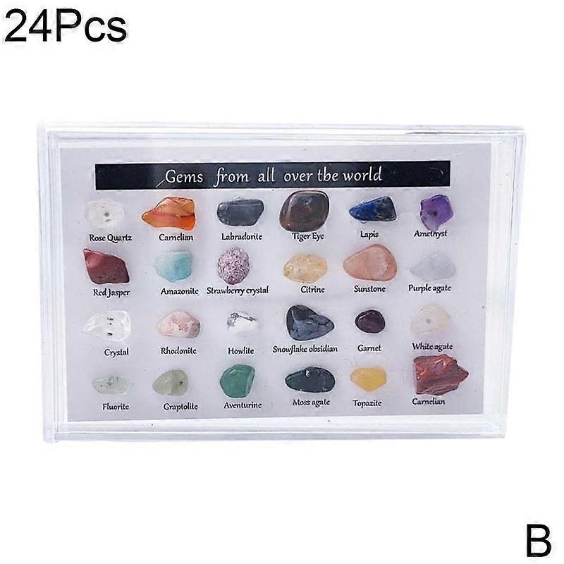 24 types (B) $ Natural crystal specimen box puzzle stone gift natural crystal raw stone ornaments