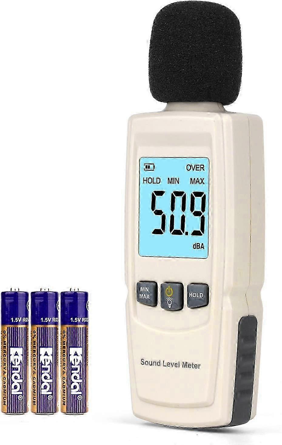 Portable sound level meter with backlight suitable for various applications (beige-white)