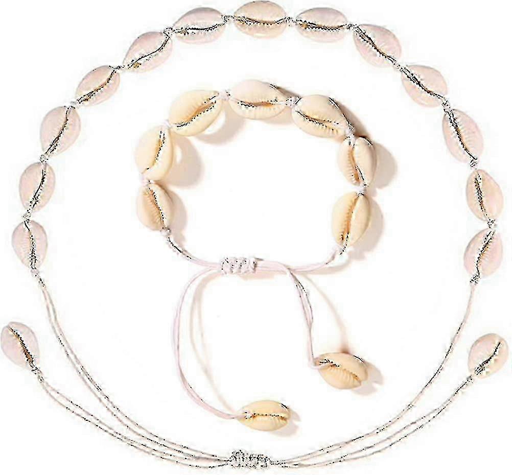 2 pezzi Shell Necklace & Bracelet Set, Natural Shell Choker & Clavicola Collana per le donne