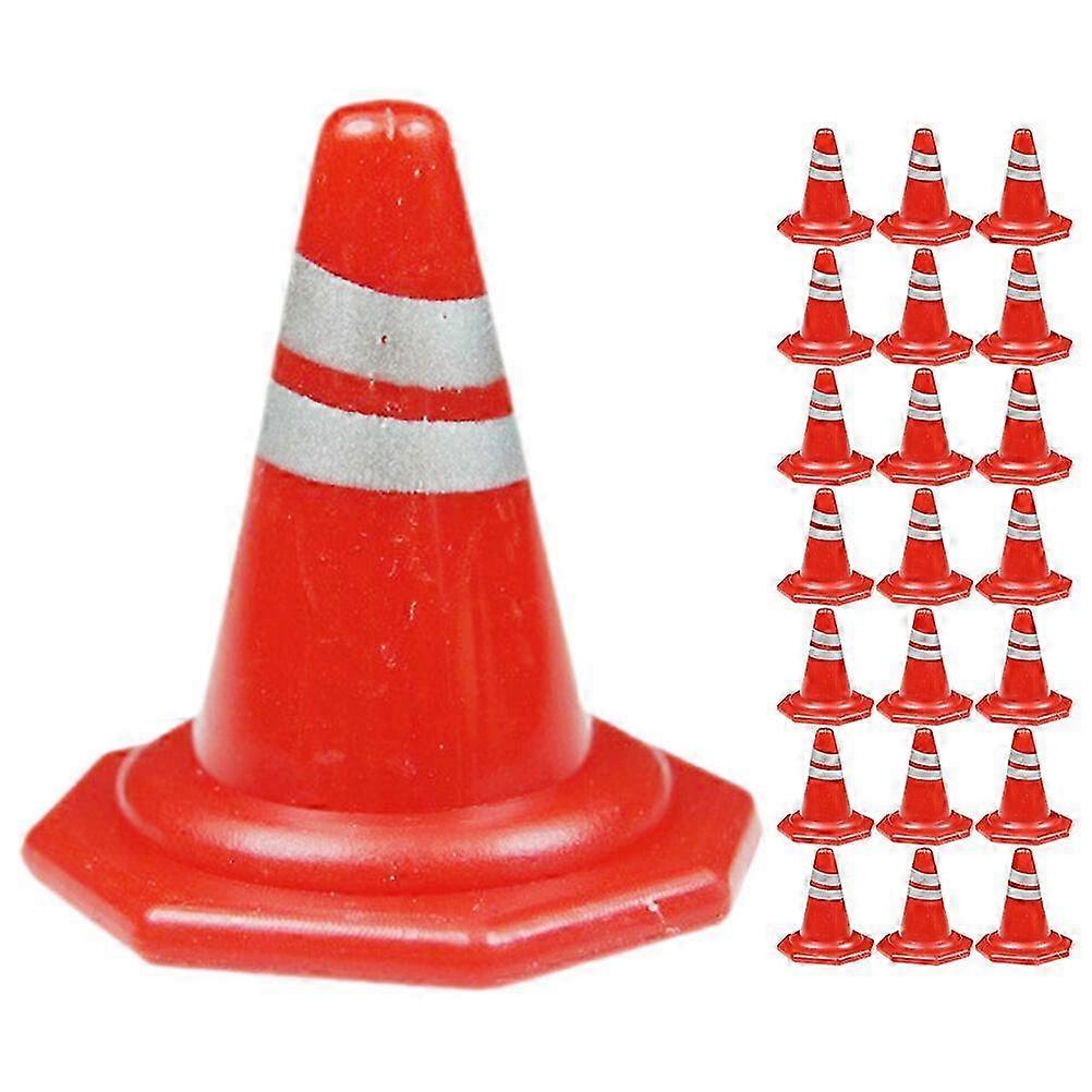 50pcs Mini Traffic Cones Tiny Simulation Safety Roadblocks Traffic Sign Models