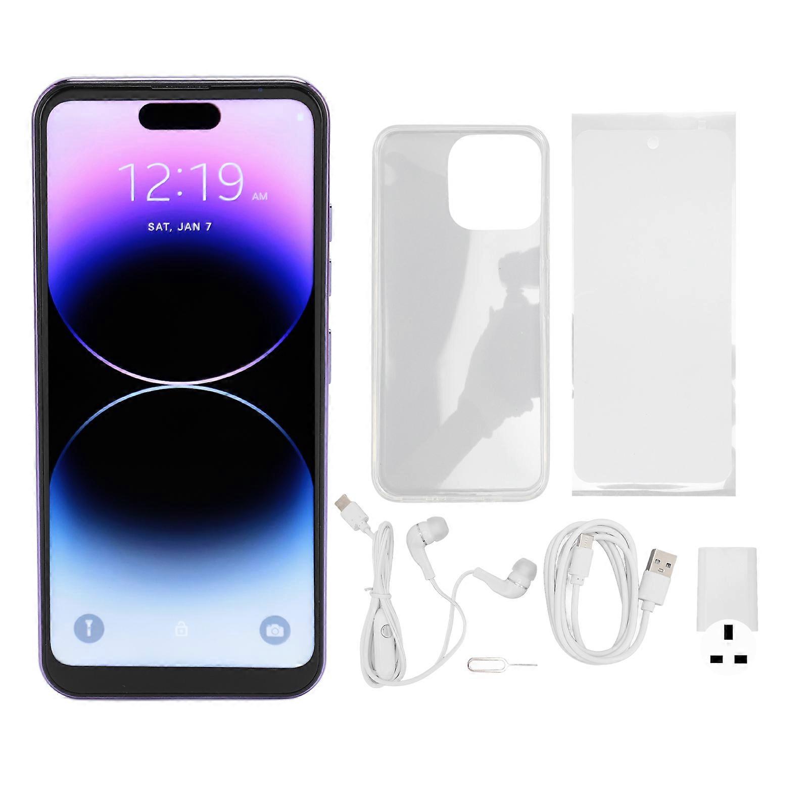 I15 Pro Max Smartphone - 6.6" FHD+ Android 13, 6GB+128GB, Dual Camera, 7000mAh, Purple