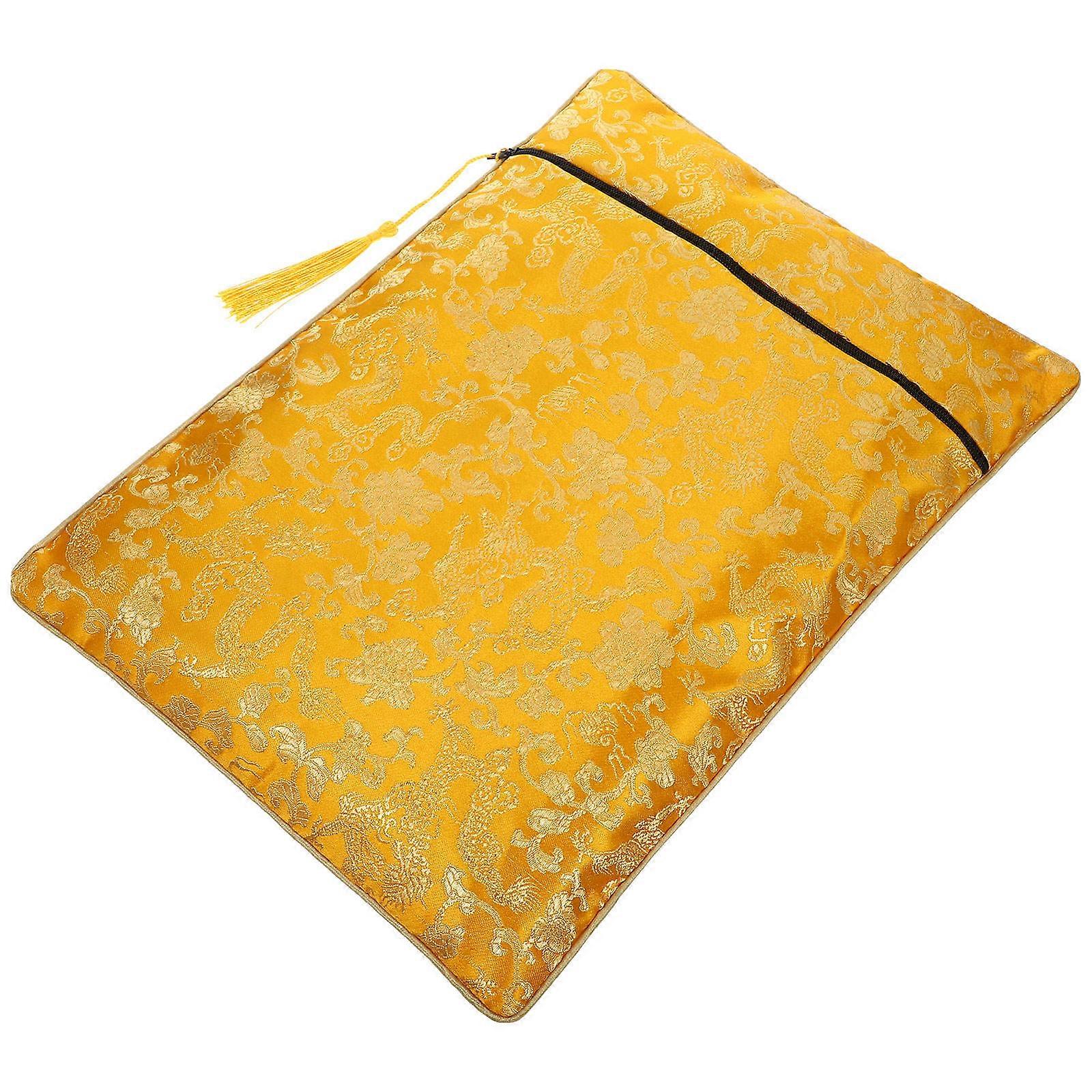 Zipper Storage Bag For Notebooks And Pencils In Yellow Color For Classroom And Home Use 1Pack