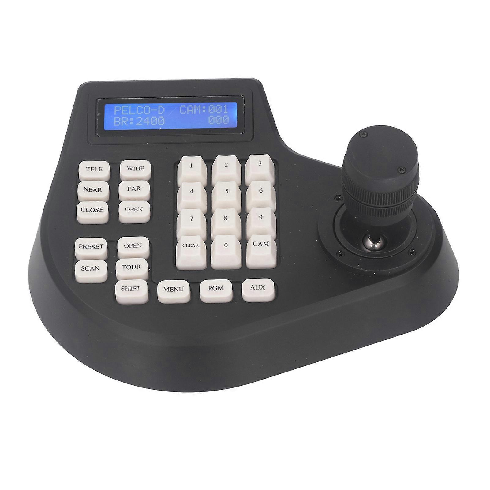 PTZ Pan Tilt Keyboard Controller for Analog Coaxial Dome Cameras with 2D Joystick RS485 Bus 100-240V EU Plug