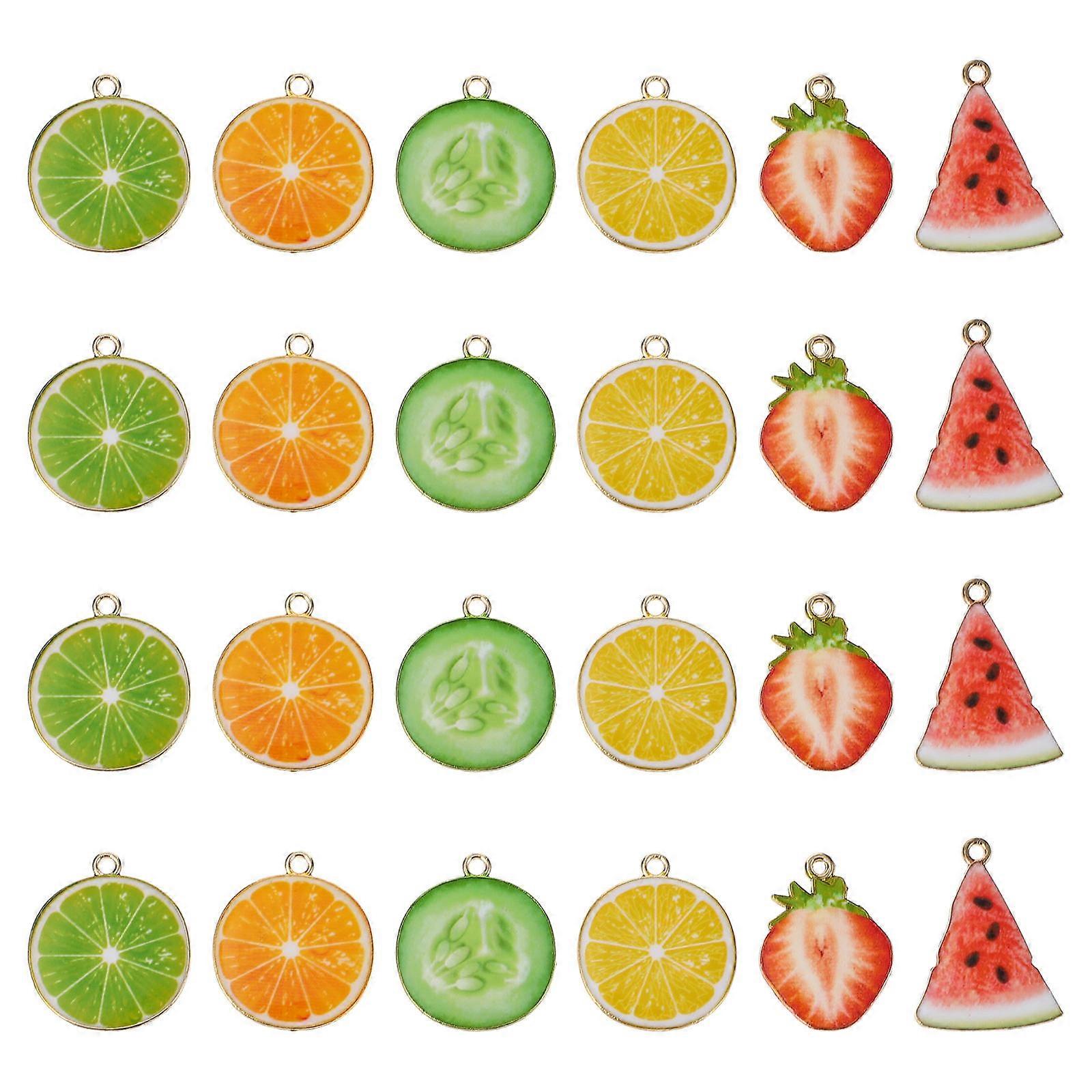 Creative DIY Accessories 24pcs Alloy Pendants Fruit Shape Jewelry Charms for Decoration Assorted