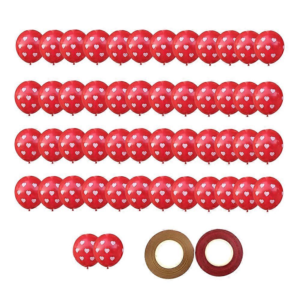 Valentines Day Inflatable Balloons 12 Inches Red Latex Heart Shape 50Pcs