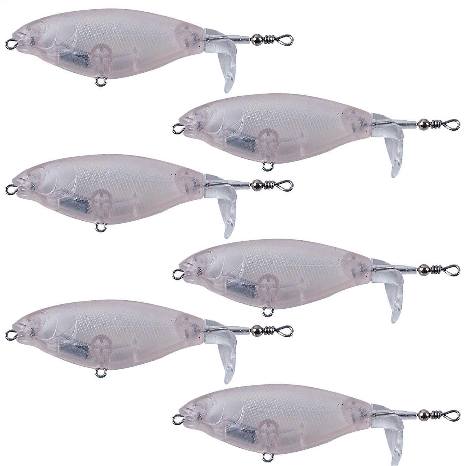 Unpainted Fishing Lures, Empty Lures | 6X Rotating Tail Unpainted Crankbaits with Eyes for Walleye, Trout, Bass Fishing 6pcs