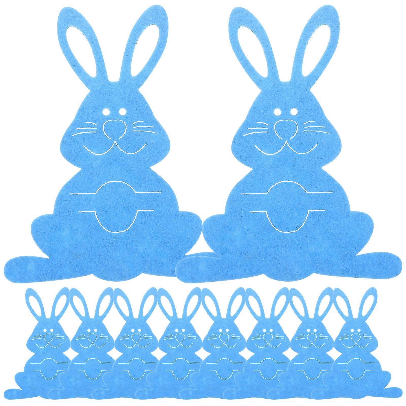Table Cutlery Pouch Cutlery Sleeves Bunny Shaped Nonwovens Storage Blue 15.00X12.00X0.20CM Christmas Party 12Pcs