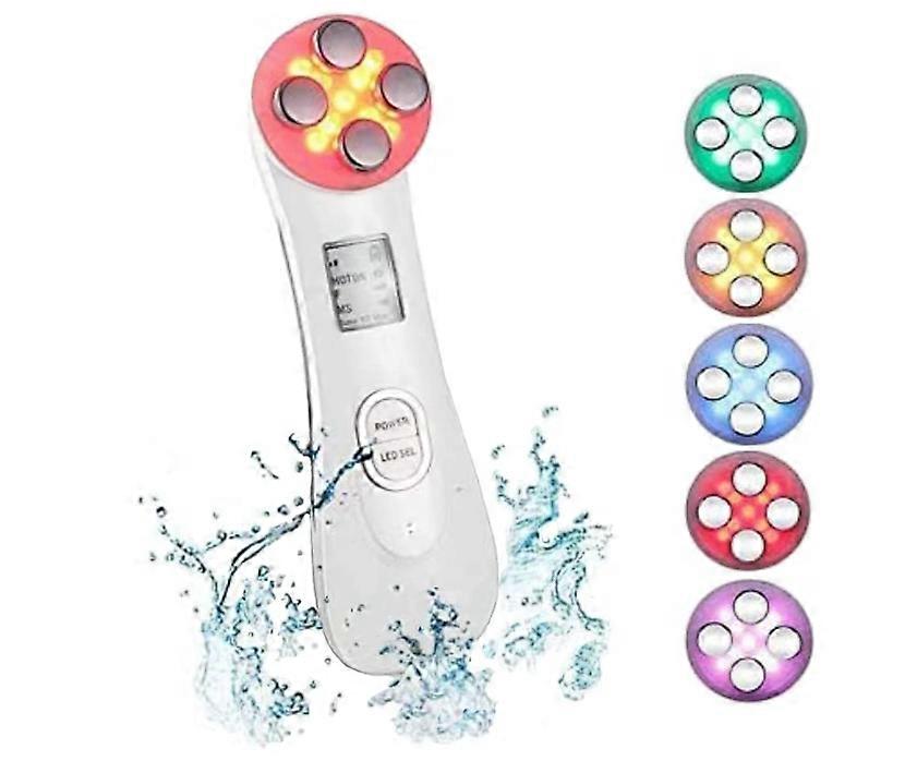 Ultrasonic Beauty Device, 5in1 Multifunctional Face Care Device, 6 Modes, White