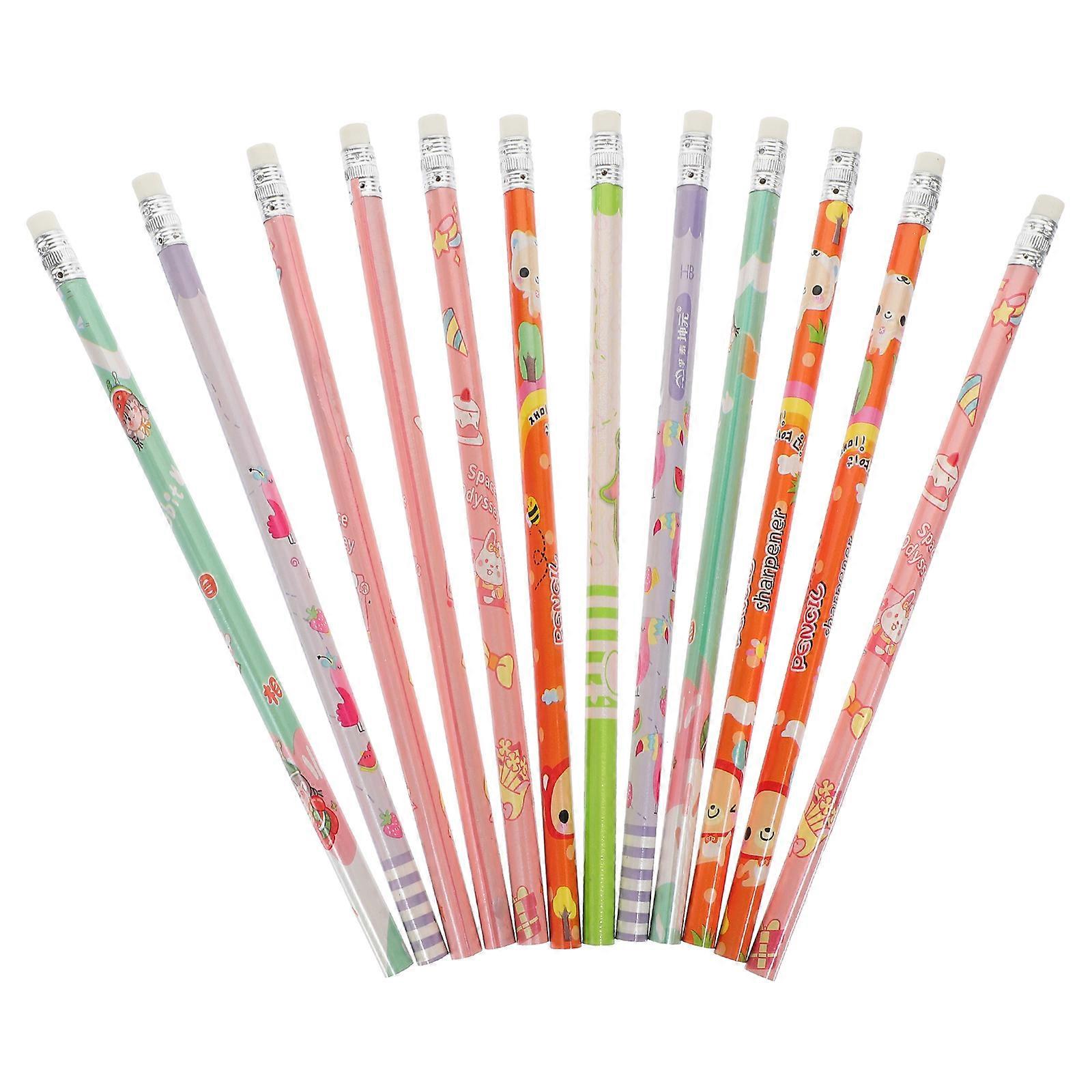 Math Pencils Natural Wood Pencil Cartoon Pencils Portable Student Pencils School Supplies 18.80X0.80X0.80cm Sketching 12Pcs