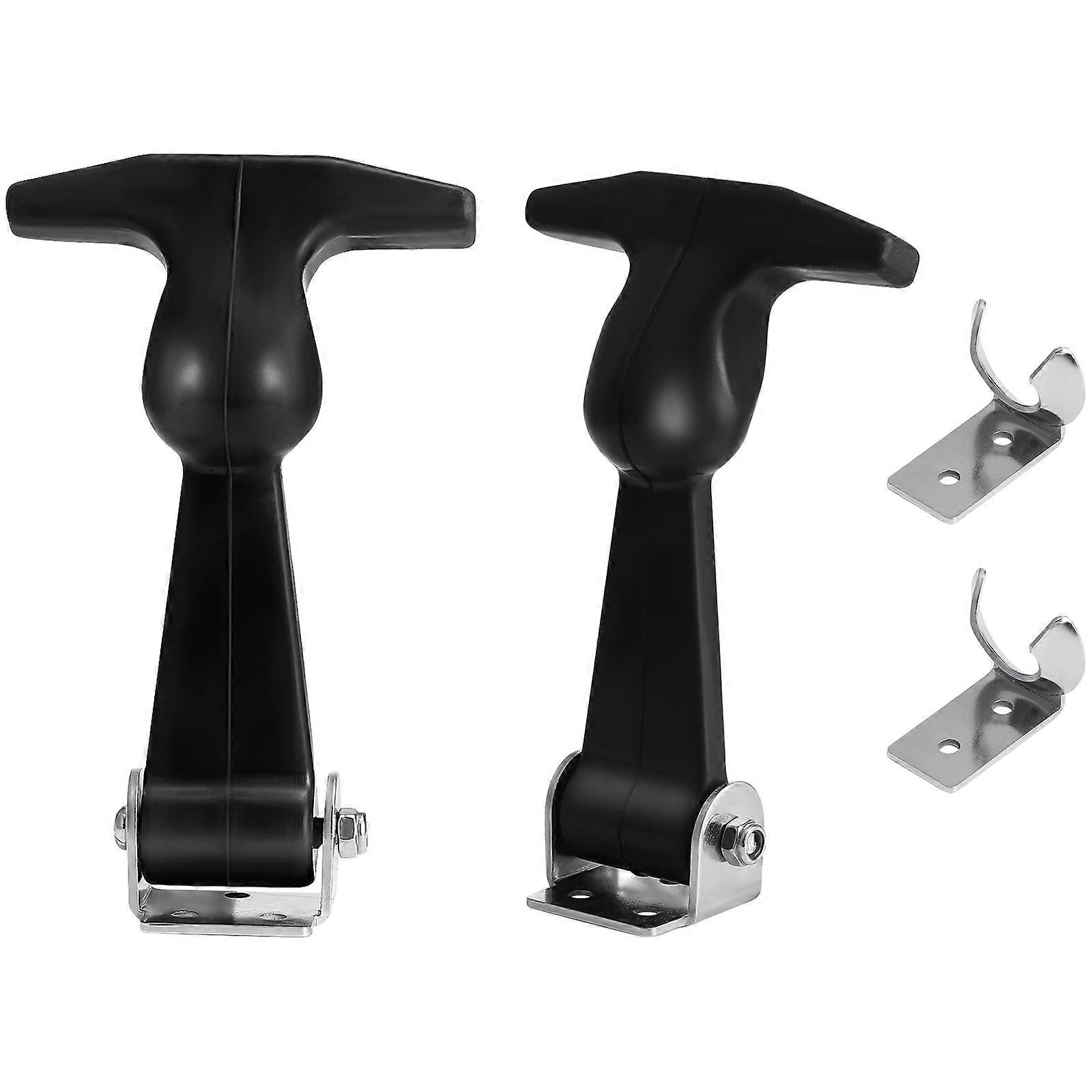 2 Pcs Draw Latches Elastic Rubber Stainless Steel Hood Catch Flexible T Handle Hasp Buckle for Tool Box Vehicle Engine Cart